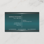 メタルシルバーグレー、暗いティール（緑がかった色）の目を引くモノグラム 名刺 (裏面)