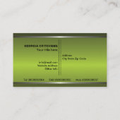 メタルシルバーグレー、緑の目を引くモノグラム 名刺 (裏面)