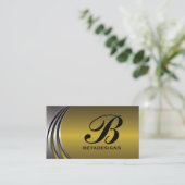 メタルシルバーグレー、金ゴールドの目を引くモノグラム 名刺 (スタンド正面)