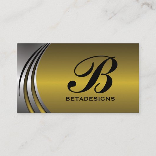 メタルシルバーグレー、金ゴールドの目を引くモノグラム 名刺 (正面)