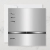 メタルシルバーティール(緑がかった色)メンズ40歳の誕生日パーティーマン 招待状 (裏面)