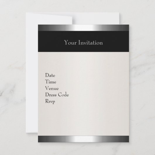 メタルシルバーバースデーパーティーレエレガントディ2 招待状 (裏面)