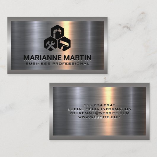 メタルシルバーブラシ | ホーム修理サービス 名刺 (正面/裏面)