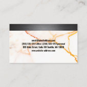 メタルシルバーブラシ |白大理石テクスチャ 名刺 (裏面)