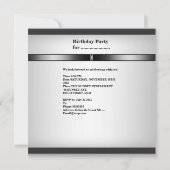メタルシルバーホワイトメンズ40th誕生日パーティーマン 招待状 (裏面)