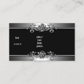 メタルシルバールックブラックジュエルエレガントフローラ 名刺 (裏面)