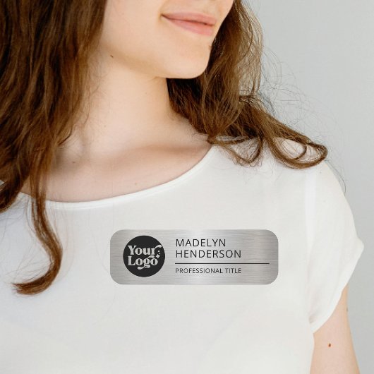 メタルシルバー会社のロゴ従業員の磁気 名札