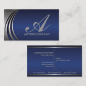 メタルシルバー灰色の青い目を引く、モノグラム 名刺 (正面/裏面)