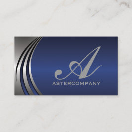 メタルシルバー灰色の青い目を引く、モノグラム 名刺