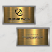 メタルシルバー金ゴールドブラシ | ホームハンマーのロゴ 名刺 (正面/裏面)