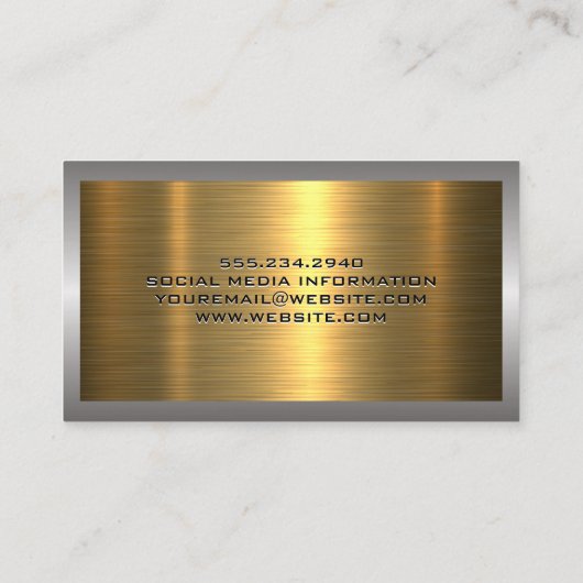 メタルシルバー金ゴールドブラシ |不動産実在のプロパティ 名刺 (裏面)