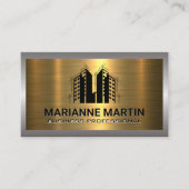 メタルシルバー金ゴールドブラシ |不動産実在のプロパティ 名刺 (正面)