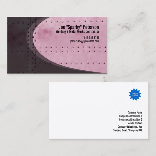 メタルシートリベット赤ビジネスカード 名刺 (正面/裏面)