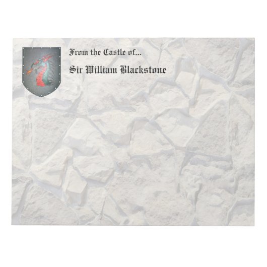 メタルシールドドラゴンストーンルック ノートパッド (正面)