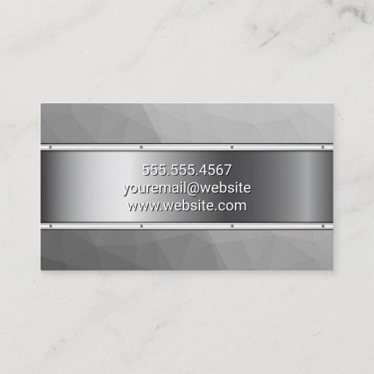 メタルジオメトリグレーの背景 名刺 (裏面)