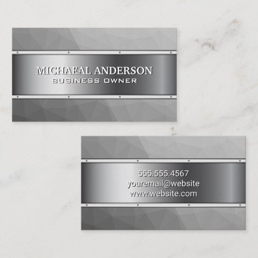 メタルジオメトリグレーの背景 名刺 (正面/裏面)