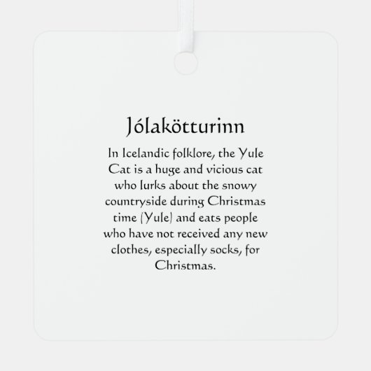 メタルスクエアユール(キリスト降誕祭)キャットオーナメント メタルオーナメント (裏面)