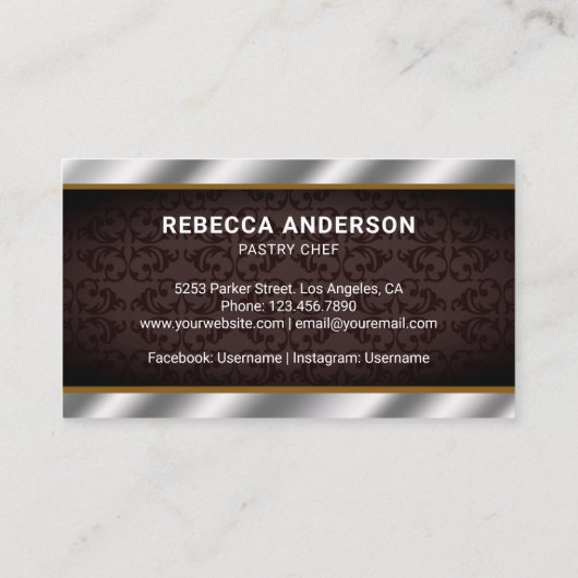 メタルスチールキ転がッチンピンペストリーシェフ 名刺 (裏面)