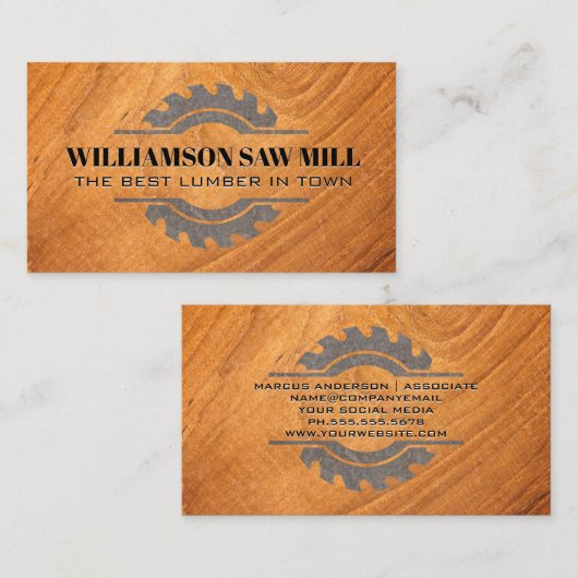 メタルソーロゴ | 木目カット 名刺 (正面/裏面)