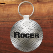 メタルダイヤモンドの任意の名前プレートキーチェーン キーホルダー (正面)