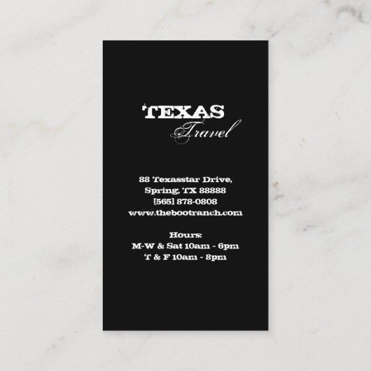 メタルテキサス州スタービジネスカードヴィンテージ錆 名刺 (裏面)