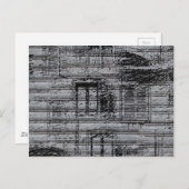 メタルテクスチャバックアップのグレーの窓と落書き ポストカード (正面/裏面)