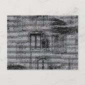 メタルテクスチャバックアップのグレーの窓と落書き ポストカード (正面)