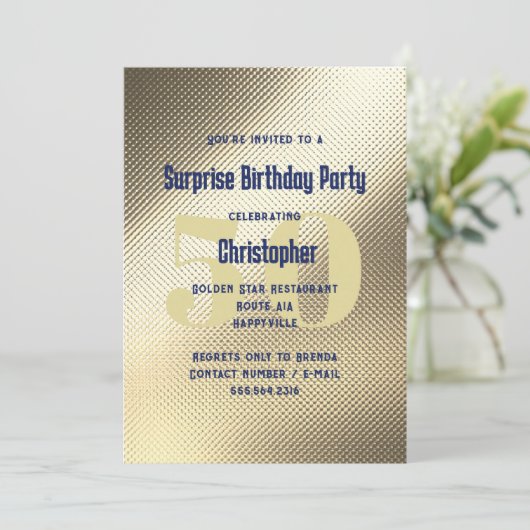 メタルテクスチャパーティの招待状 男性へ 招待状 (スタンド正面)