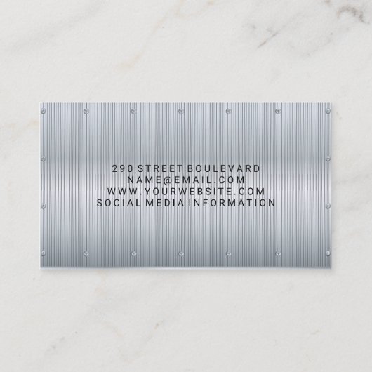 メタルテクスチャリベット | シザーアイコンの背景 名刺 (裏面)