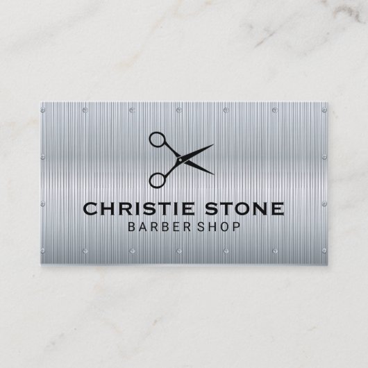 メタルテクスチャリベット | シザーアイコンの背景 名刺 (正面)