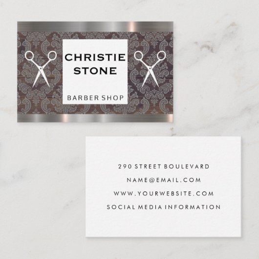 メタルトリムダマスコシアースヘアスタイリスト 名刺 (正面/裏面)