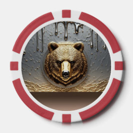 メタルドリップエフェクトのゴールデンベアレリーフ 🐻 ポーカーチップ