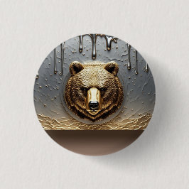 メタルドリップエフェクトのゴールデンベアレリーフ 🐻 缶バッジ