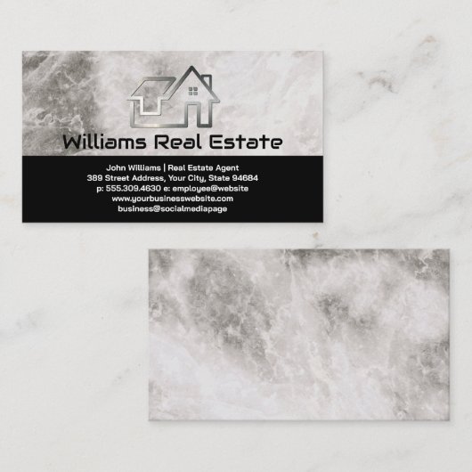 メタルハウスロゴ | 実在地 | 大理石 名刺 (正面/裏面)