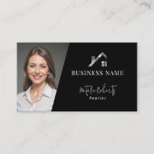 メタルハウスロ実在ゴエステート不動産仲介業者ブラックフォト 名刺 (正面)