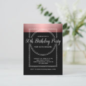 メタルバラ金ゴールドオンブラック50誕生日 インビテーションポストカード (スタンド正面)