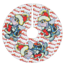 メタルファントウィンターホリデーツリースカート – 白 ブラッシュドポリエステルツリースカート