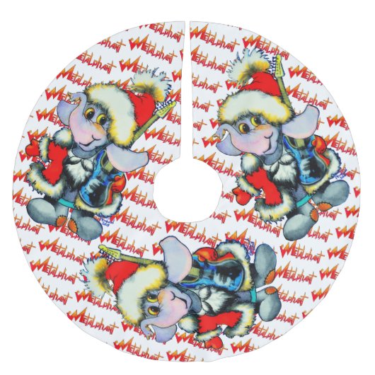 メタルファントウィンターホリデーツリースカート – 白 ブラッシュドポリエステルツリースカート (正面)