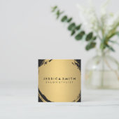 メタルフェイク金ゴールドブラシ スクエア名刺 (スタンド正面)