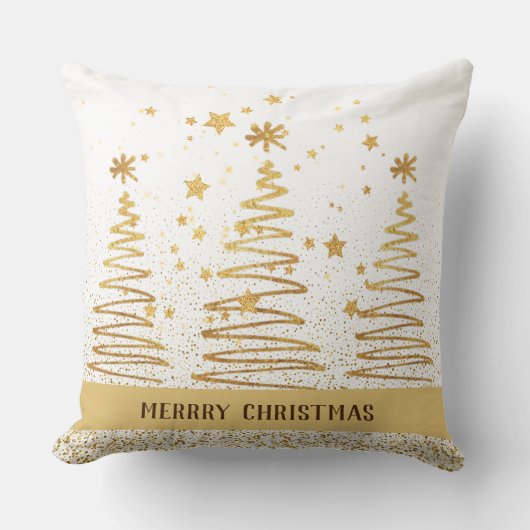 メタルフェスティバルホリデーデコール金ゴールドとホワイト クッション (正面)