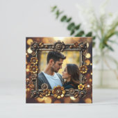 メタルフラワーズスチームパパーソナライズされたン結婚ク 招待状 (スタンド正面)