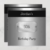 メタルブラックシルバー30th誕生日パーティー3 招待状 (正面/裏面)