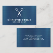 メタルブルー |はさみアイコンの背景 名刺 (正面/裏面)