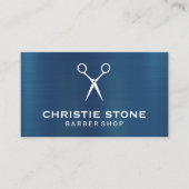 メタルブルー |はさみアイコンの背景 名刺 (正面)