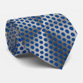 メタルプレート01x4 Blue BGの水玉模様 ネクタイ (ロール)