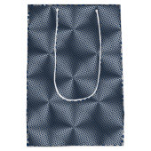 メタルプレート01x4 DBlue BGの水玉模様 ミディアムペーパーバッグ (裏面)