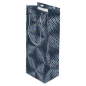 メタルプレート01x4 DBlue BGの水玉模様 ワインギフトバッグ (正面アングル)
