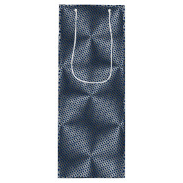 メタルプレート01x4 DBlue BGの水玉模様 ワインギフトバッグ