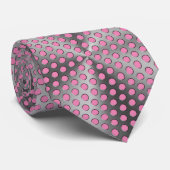 メタルプレート01x4 Pink BGの水玉模様 ネクタイ (ロール)