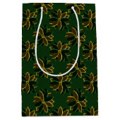 メタルポインセチア花–1 – 緑 – 金ゴールド-抱き枕M ミディアムペーパーバッグ (正面)